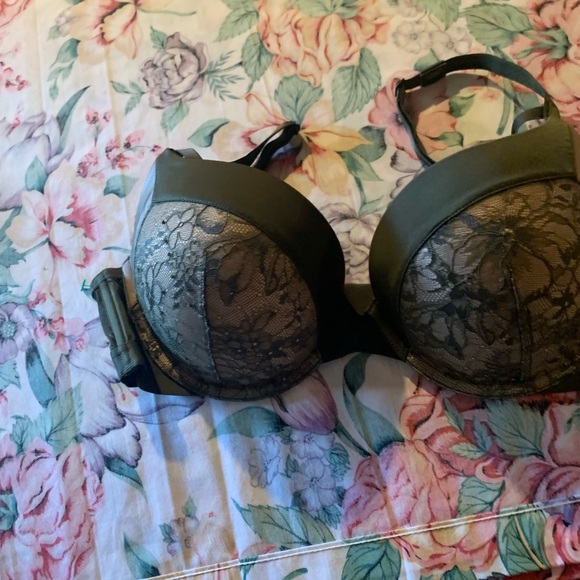 Victoria's Secret Other - Victoria's Secret Olive Green Lace Molded Bra 34 D